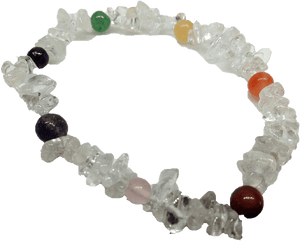 Clear Quartz Chips with 7 Chakra Beads Crystal Stone Bracelet
