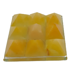 9 Pyramid Golden Quartz Crystal Plate