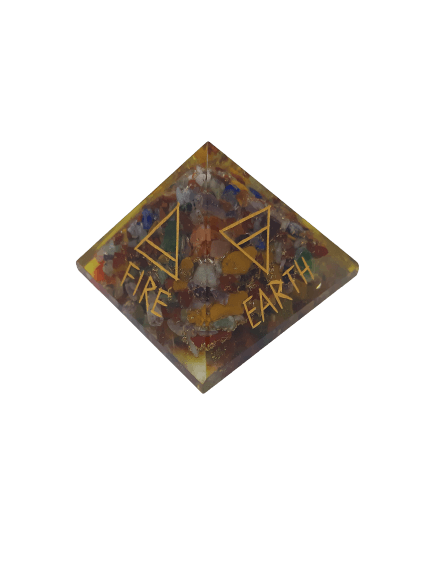 5 Engraved Elements Orgone Tumbled Crystal Stone Pyramid