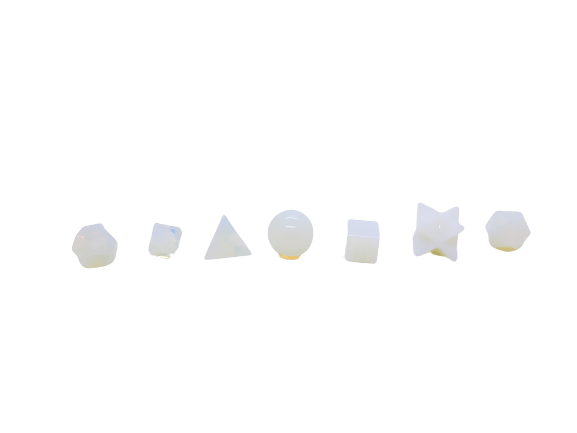 Geometry White Opalite Quartz Tumbled Crystal Stone Set (7 pieces)
