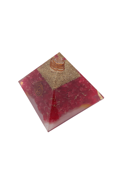 Red Onyx Orgone Tumbled Crystal Stone Pyramid
