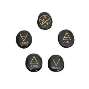 5 Element Black Agate Set Healing Reiki Stone